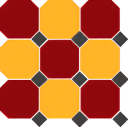 Керамогранит TopCer Octagon New Brick Red 20 Ochre Yellow 21 Octagon/black 14 Dots 30x30