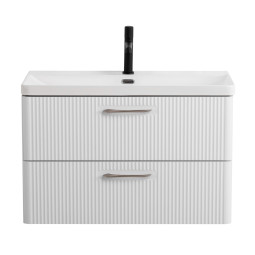 Тумба с раковиной BelBagno Due 80 DUE-800-2C-SO-BM-P белый металлик