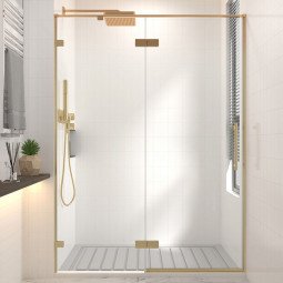 Душевая дверь Veconi Premium Alassio G 200х130 AL-130-00-G-C4 брашированное золото